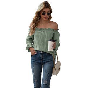 Lunar House Boutique Off Shoulder Casual Blouse Top